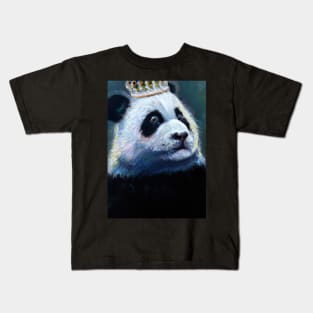 Panda with Crown Oil Painting Kids T-Shirt